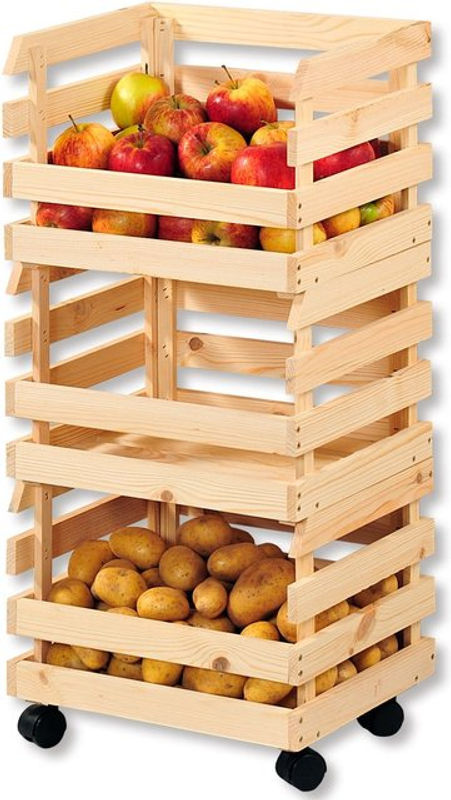 Kesper Kartoffel- und Obsthorde 3-teilig aus Kiefer Holz in Braun, B/H/L: 37 x 80 x 30 cm - Bild 2
