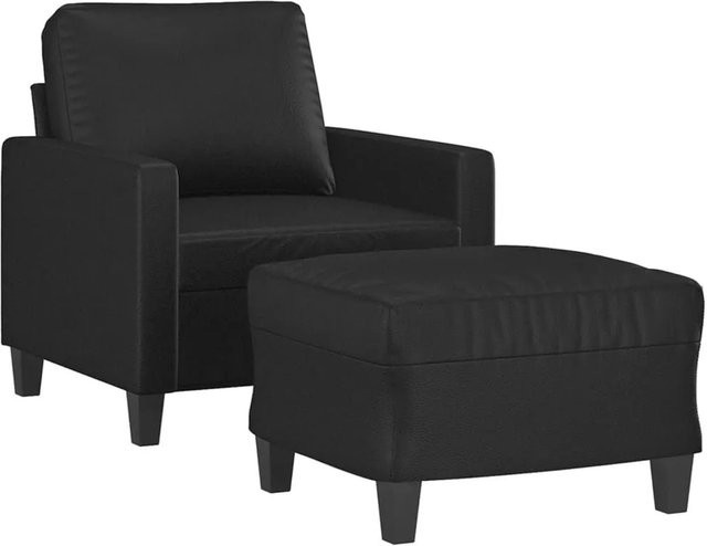 vidaXL Sessel mit Hocker in Schwarz aus Kunstleder für das Wohnzimmer - Bild 1