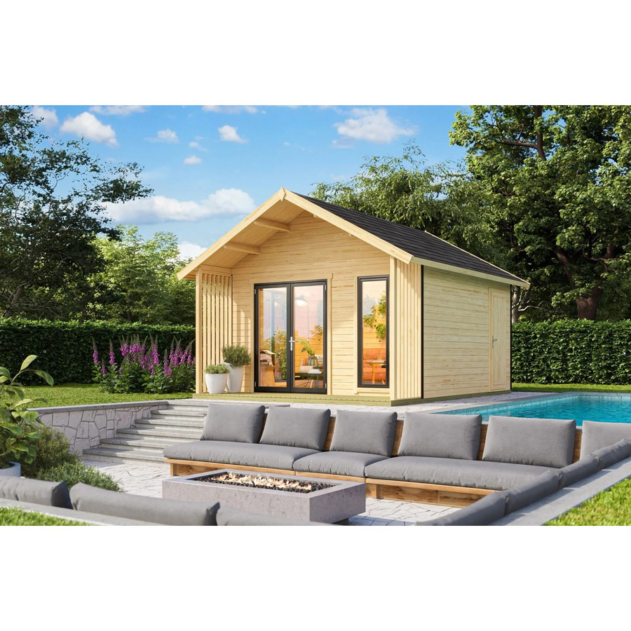 Lasita Blockbohlenhaus Murano Gartenhaus naturbelassen braun B/H/T: 448,5 x 330,6 x 520 cm - Bild 2