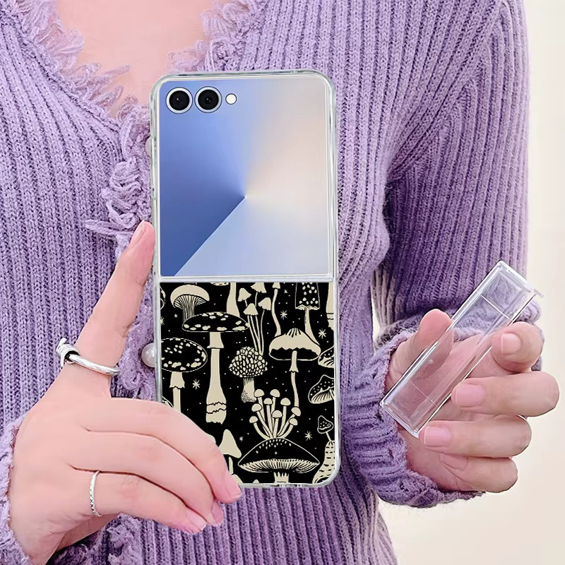 Transparente Handyhülle mit farbigem Blumen-Print für Samsung Galaxy Z Flip 7 FE 6 5G 4 3 5G aus hartem PC - Bild 2