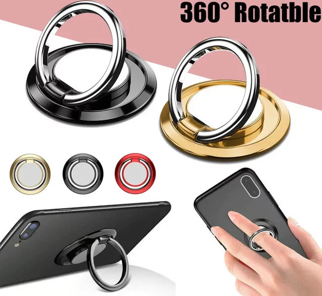 WSSHE Universal Finger Ring Halter Ständer für iPhone, Samsung und Xiaomi in Schwarz - Bild 1