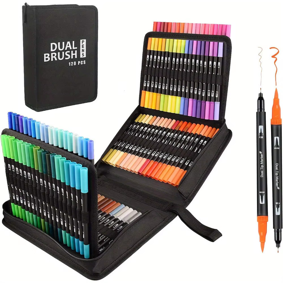 120 Farben Aquarellstift-Set mit zwei Spitzen in Multicolour für Schule und Büro zum Zeichnen und Skizzieren - Bild 2