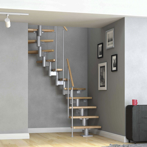 Dolle Mittelholmtreppe Dublin aus Buche in Perlgrau mit 11 Stufen für eine Raumhöhe bis 270 cm, Breite: 65 cm - Bild 2