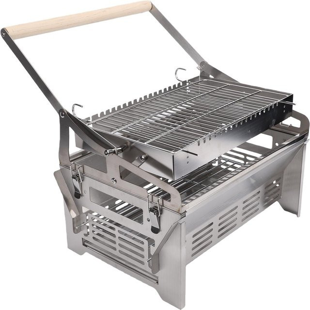 Fishine 360 Grad drehbarer Edelstahl Kohlegrill für Camping und Picknick in Silber - Bild 1