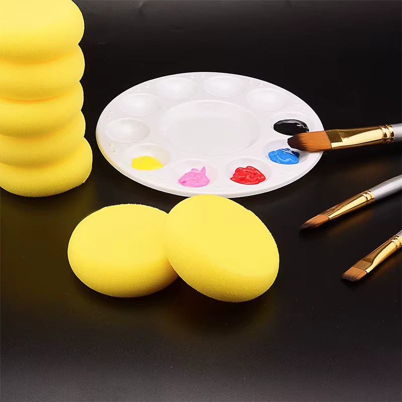 10 Stück runde synthetische Aquarell-Künstlerschwämme von JETTING in Gelb zum Malen und Basteln - Bild 3