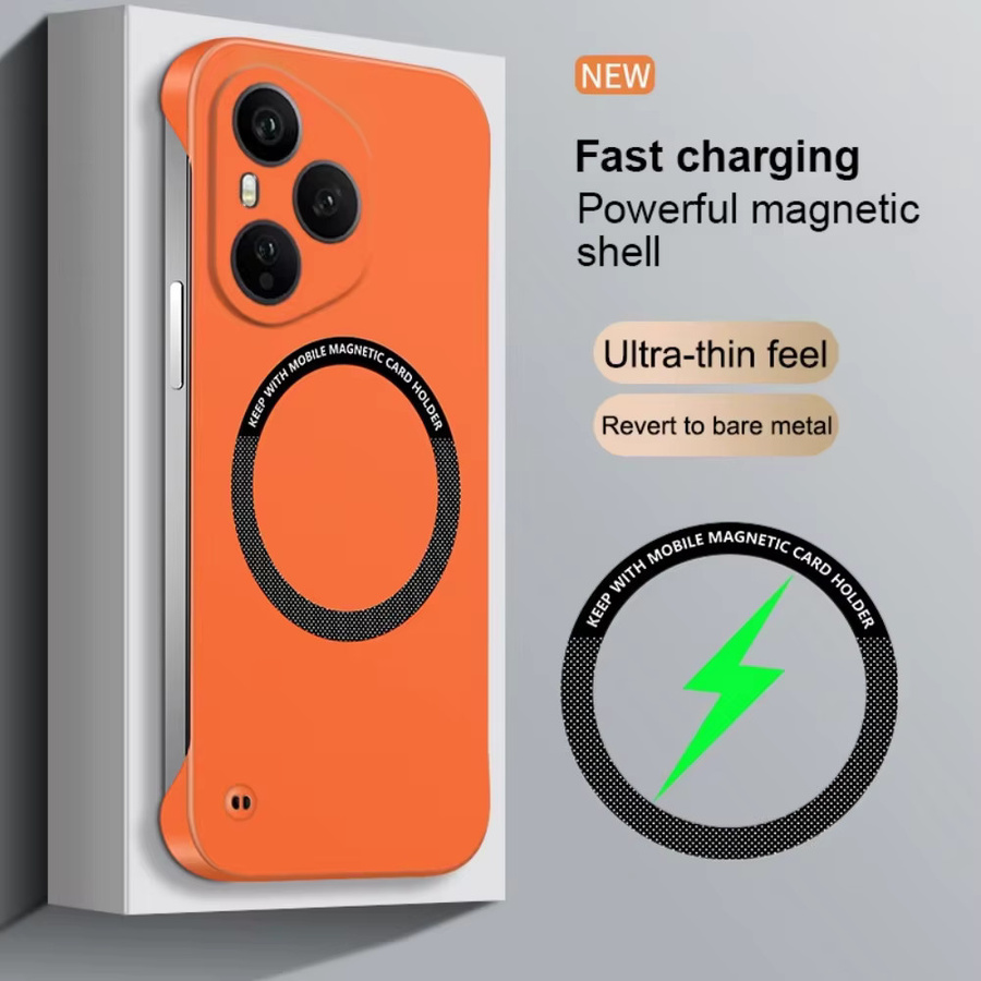Ultradünne magnetische Handyhülle für Honor in Schwarz und Gelb, rahmenloses Design mit mattierter, rutschfester Oberfläche und Unterstützung für kabelloses Laden - Bild 6
