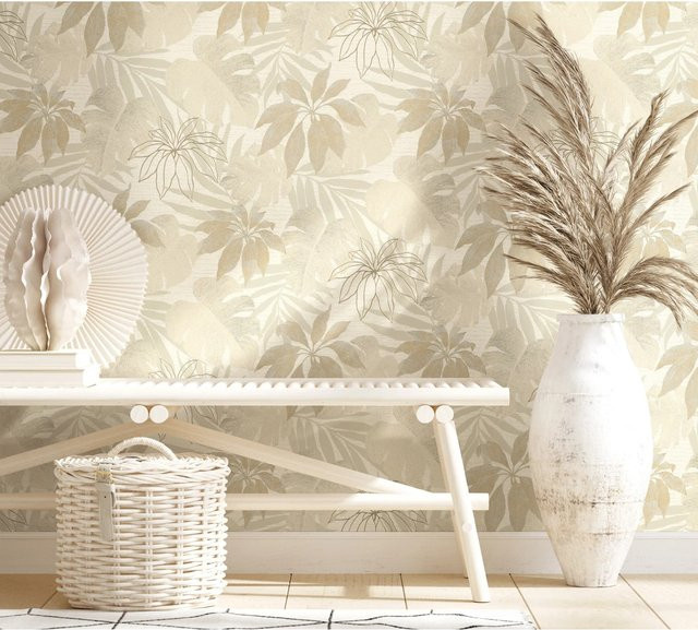 Marburg Vliestapete Avalon mit floralem Dschungel-Design in Beige und Grau, FSC-zertifiziert - Bild 1