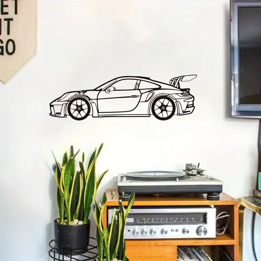 CIFBUY Vintage Auto Metall-Wandkunst in Schwarz als klassische Automobil-Silhouette Wandskulptur - Bild 2