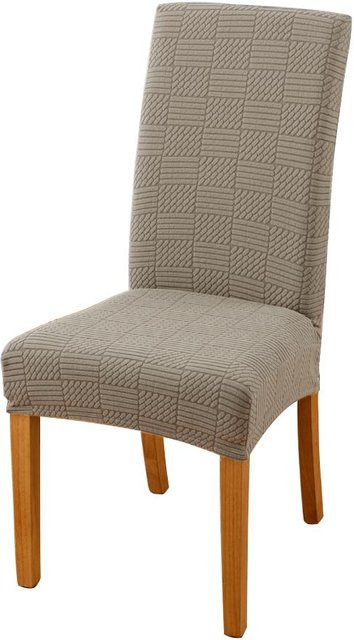 Bestbags Esszimmerstuhlbezug aus Jacquard in Grau, elastische Stretch-Stuhlhusse für Parsons-Stühle, waschbar - Bild 1