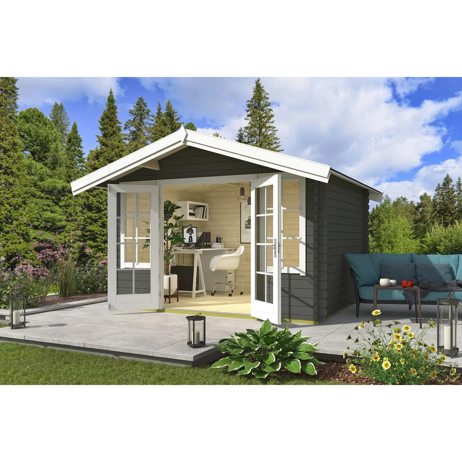 Lasita Gartenhaus Maja Robin in Grüngrau, B/T/H: 381,3 x 358 x 245,1 cm - Bild 2