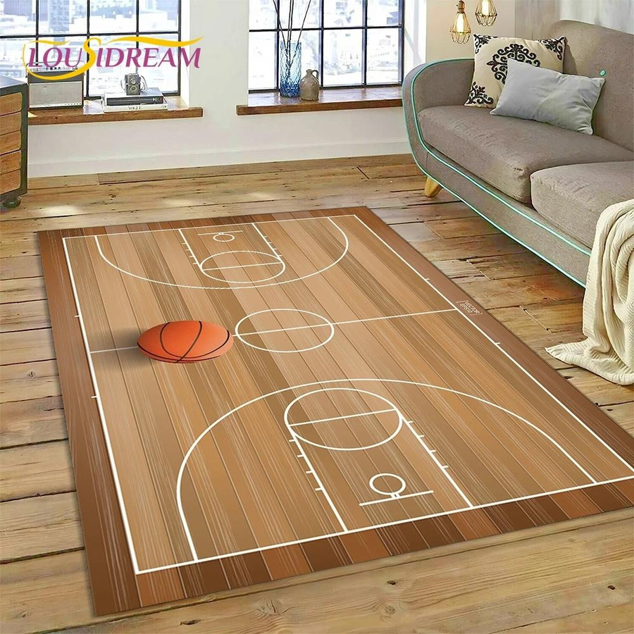 ChenYing01 Cartoon Teppich Basketballplatz Design für Kinder, Rechteckig, Multicolour, Breite: 100 cm, Tiefe: 120 cm - Bild 1