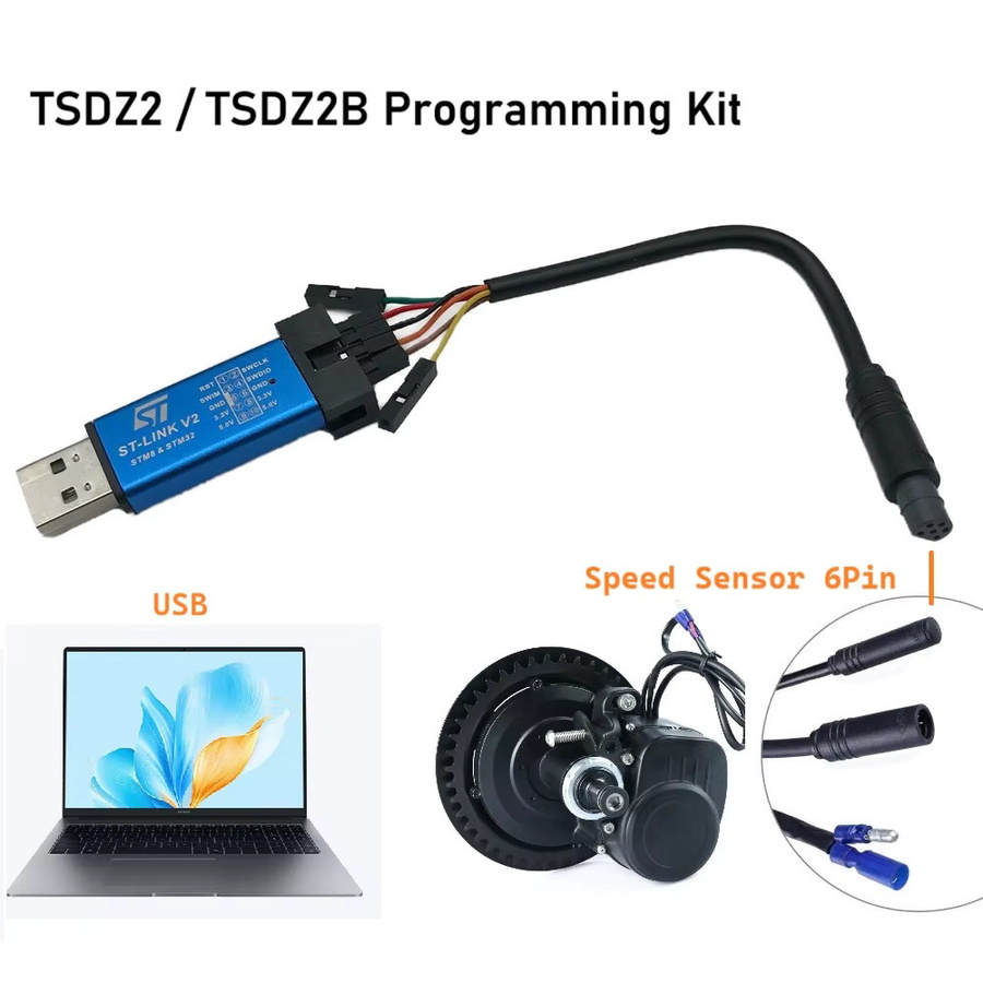 Tongsheng ST-Link V2 USB-Programmierkabel für TSDZ2 und TSDZ2B Open Source Firmware Updates, Farbe: Blau, Anschluss: USB-C - Bild 1