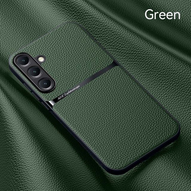 Magnetische Leder-Handyhülle mit Autohalterung für Samsung Galaxy S25 S24 S23 Ultra Plus S25FE S24FE in Schwarz oder Rot - Bild 1