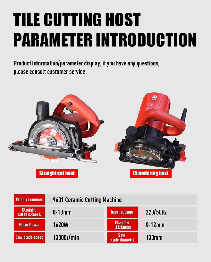 Shijing9601 Automatische elektrische Fliesenschneidemaschine in Rot, multifunktionaler doppelspuriger Keramikfliesenschneider für professionelle Anwendungen - Bild 3