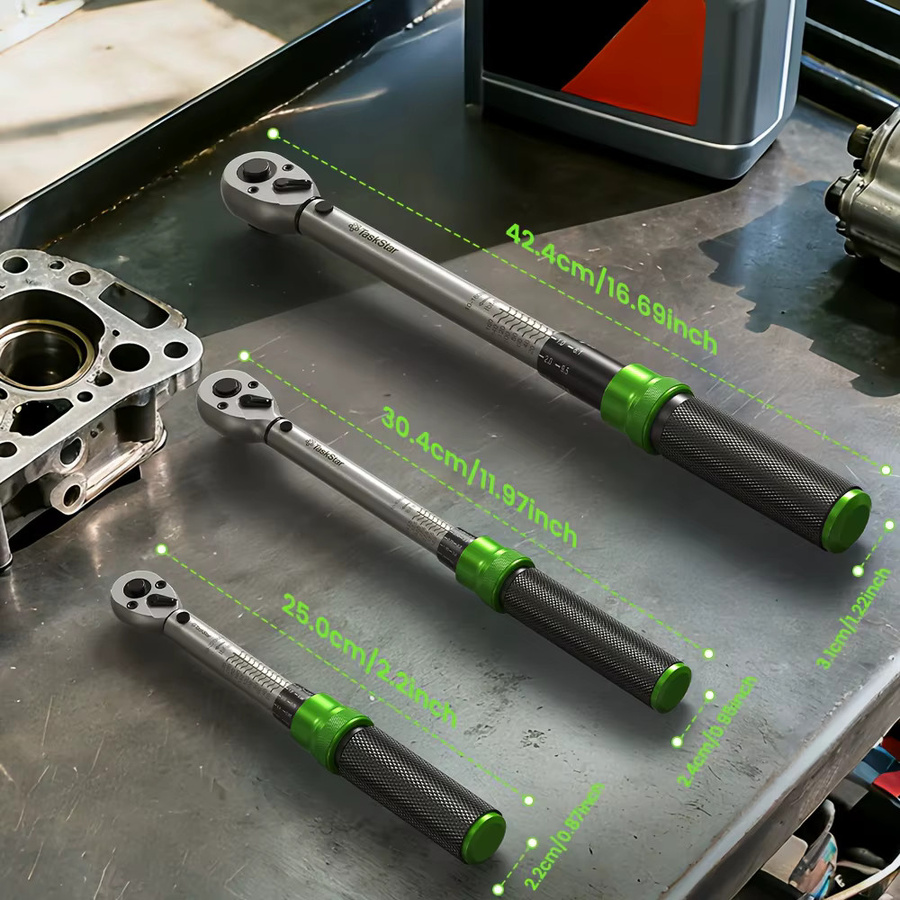 TaskStar Mechanisches Drehmomentschlüssel Set 8-teilig in Silber mit 1/4, 3/8 und 1/2 Zoll Antrieb für Fahrrad und Motorrad Reparaturen - Bild 5