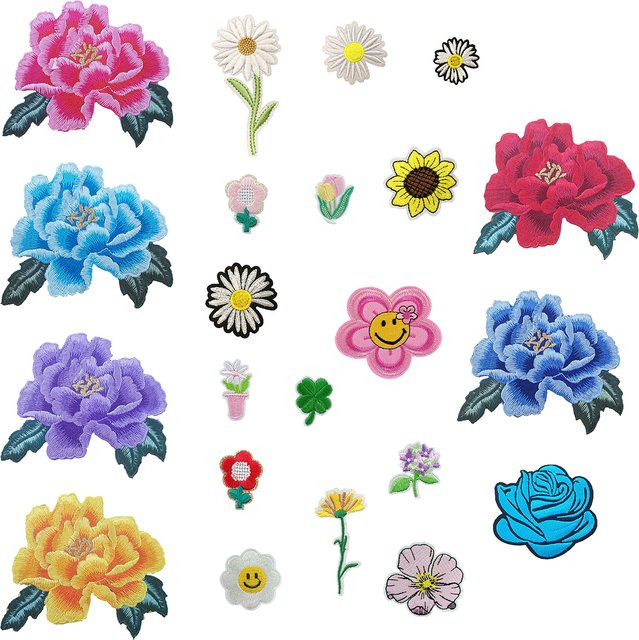 Sonnenblume Chinoiserie Blumen Patch aus Metall für Kleidung Taschen und Hüte, Mehrfarbig - Bild 1