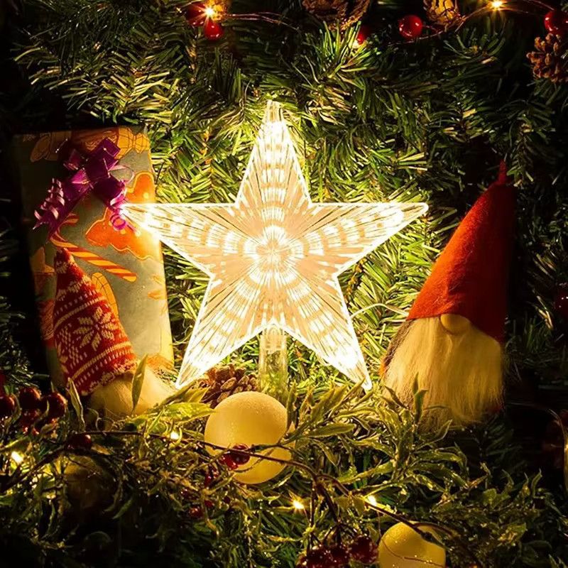 TopStar Navidad Weihnachtsbaum-Dekoration mit Sternen und warmweißen LED-Lichtern, 15 cm - Bild 1