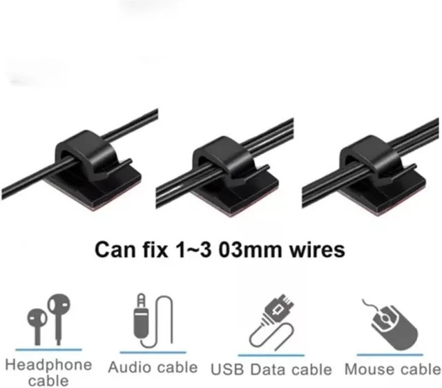 Selbstklebendes Kabel-Organizer Set in Schwarz aus Kunststoff für Fahrzeug und Home Organisation, 30 Stück - Bild 1