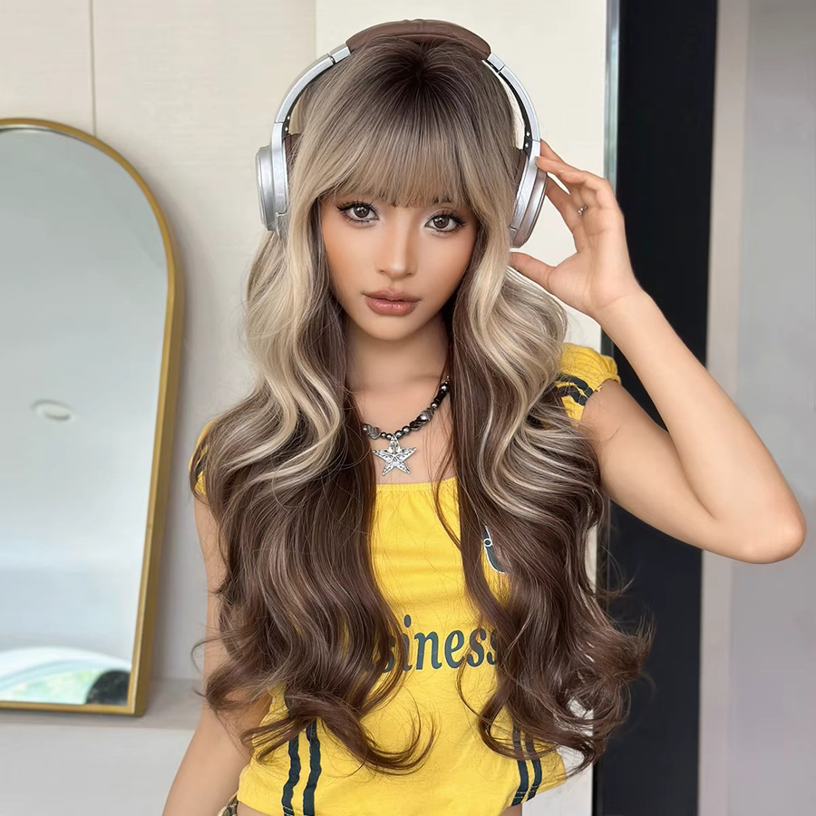7JHH WIGS Perücke, lang, gewellt, blond Ombre, synthetisch, Damen - Bild 2