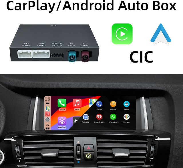 LEXXSON Wireless CarPlay und Android Auto Retrofit Kit Decoder Box für BMW CIC-System, Schwarz - Bild 1
