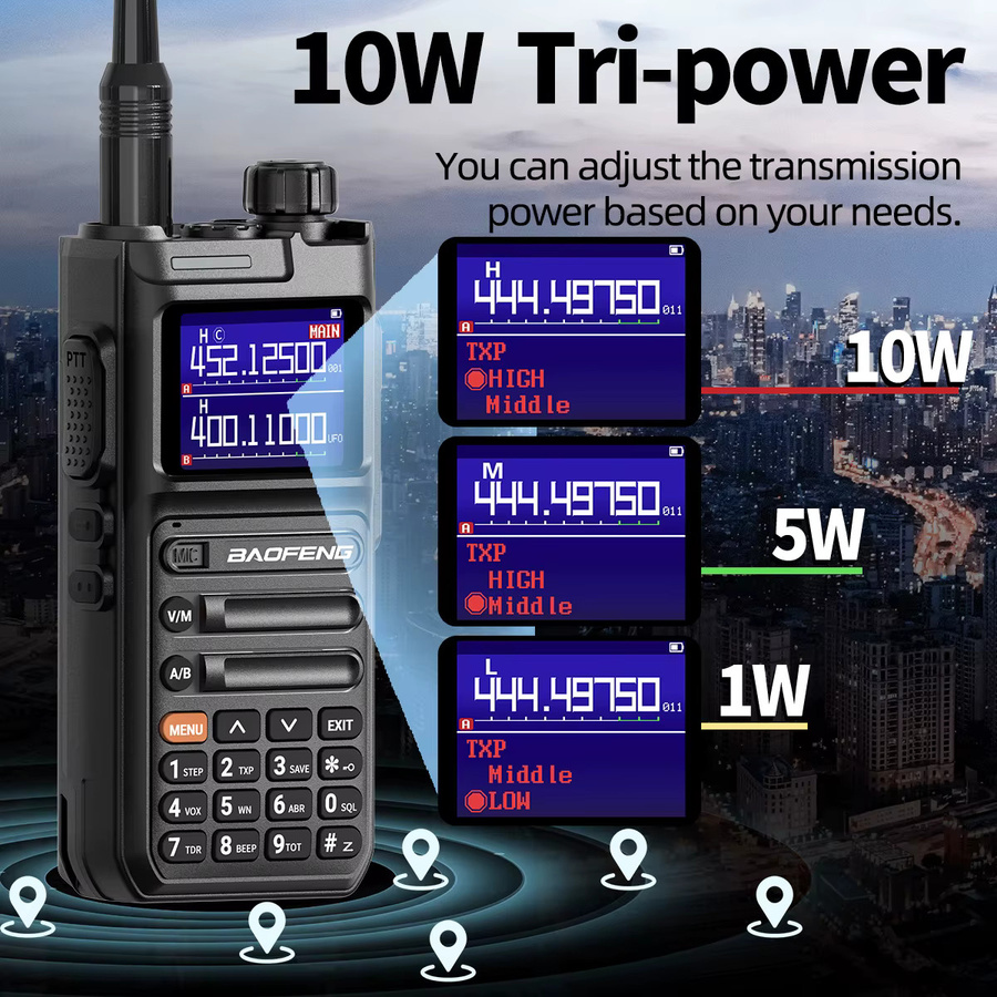 Baofeng UV-26 Walkie Talkie in Schwarz mit 10 W, Multiband AM/FM, 999 Kanälen und USB-C Anschluss - Bild 5