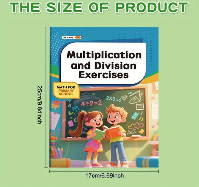 Yiran toy Mathematik Übungsheft für Kinder mit Multiplikationstabelle 9x9, Division und Karteikarten, 48 Seiten - Bild 1