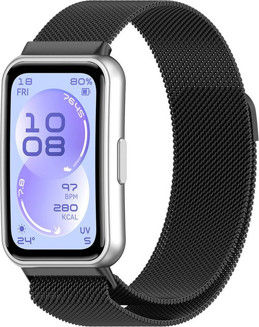 Techsuit Armband für Huawei Band 11 / 11 Pro, Edelstahl, Schwarz, Unisex - Bild 1
