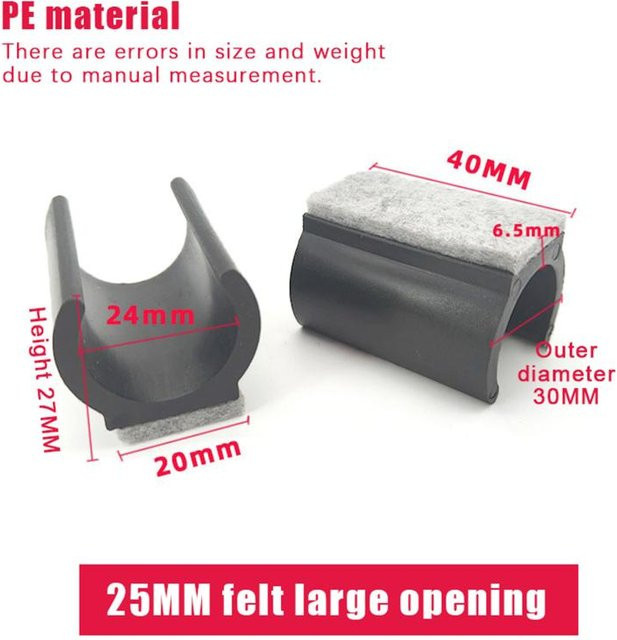 10 Stück U-förmige Stuhlbein-Pads von gouqi in Schwarz zur Geräuschreduzierung und zum Bodenschutz, Durchmesser: 25 mm - Bild 1