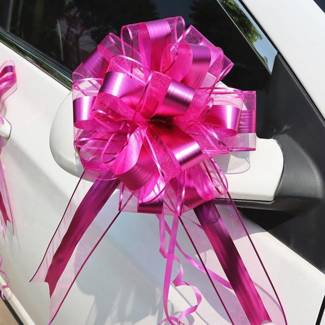 10 Stück Extra Große Zugschleifen für Hochzeit und Auto in Weiß, Rot, Gold und Rosa - Bild 1