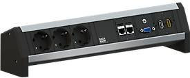 Bachmann Desk 1 Schreibtisch in Schwarz mit HDMI und USB-A Anschlüssen - Bild 1