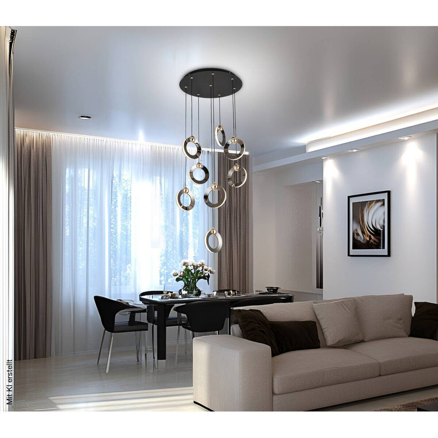 POCOline Pendelleuchte Bendik in Schwarz und Chrom mit LED-Ring aus Metall und Kunststoff, Durchmesser: 40 cm - Bild 2