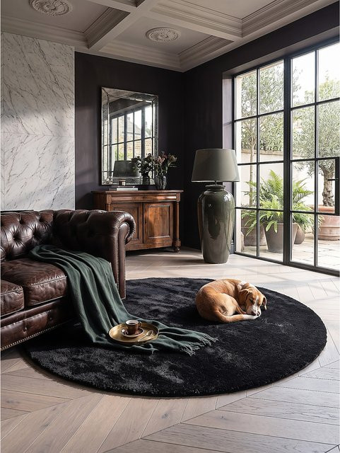 Hochflor Teppich Kadima Design von ALDAN in Schwarz, B/T: 160 x 160 cm - Bild 1