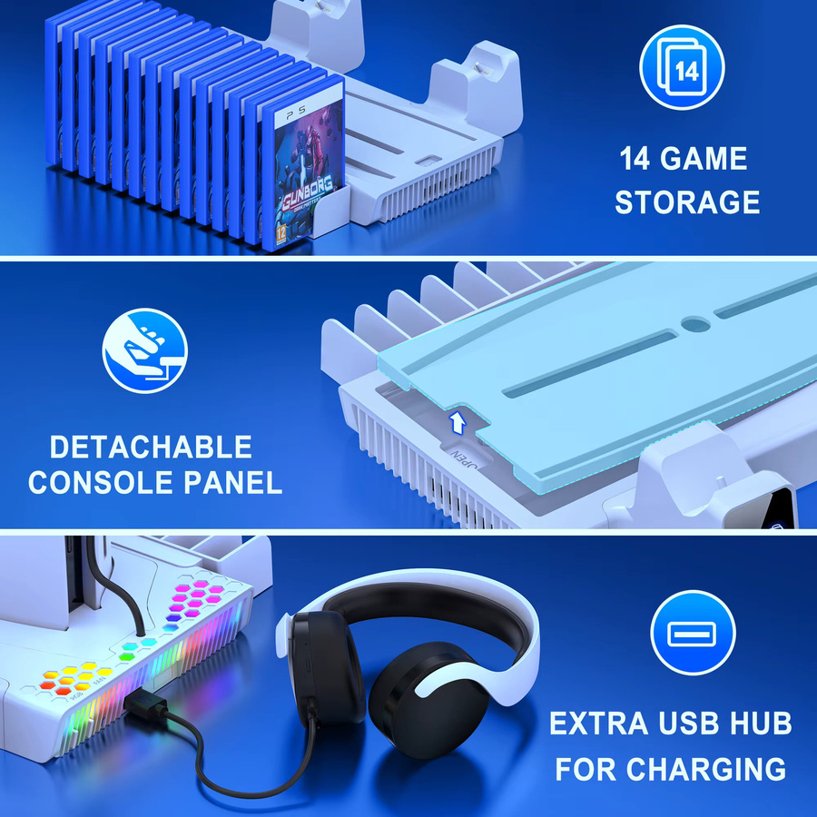 Beboncool Kühlstation für PlayStation 5 mit Dual Gamepad Ladegerät in Weiß - Bild 6