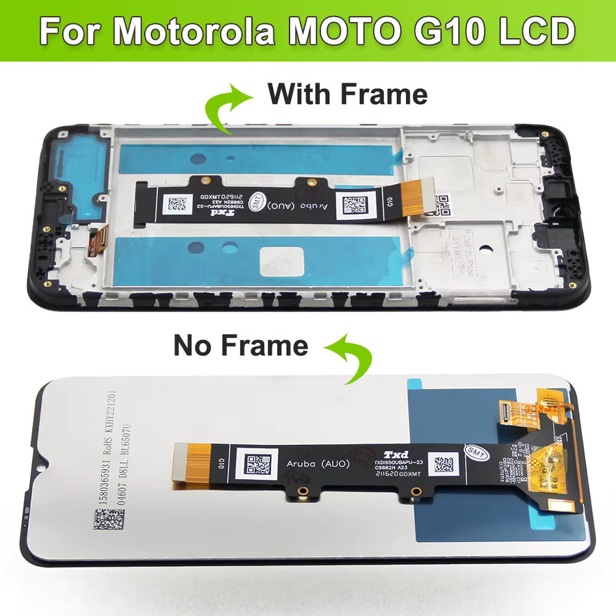 Motorola Moto G10 G20 G30 G50 G60 G100 LCD Display Touchscreen Digitizer mit Rahmen in Schwarz - Bild 2