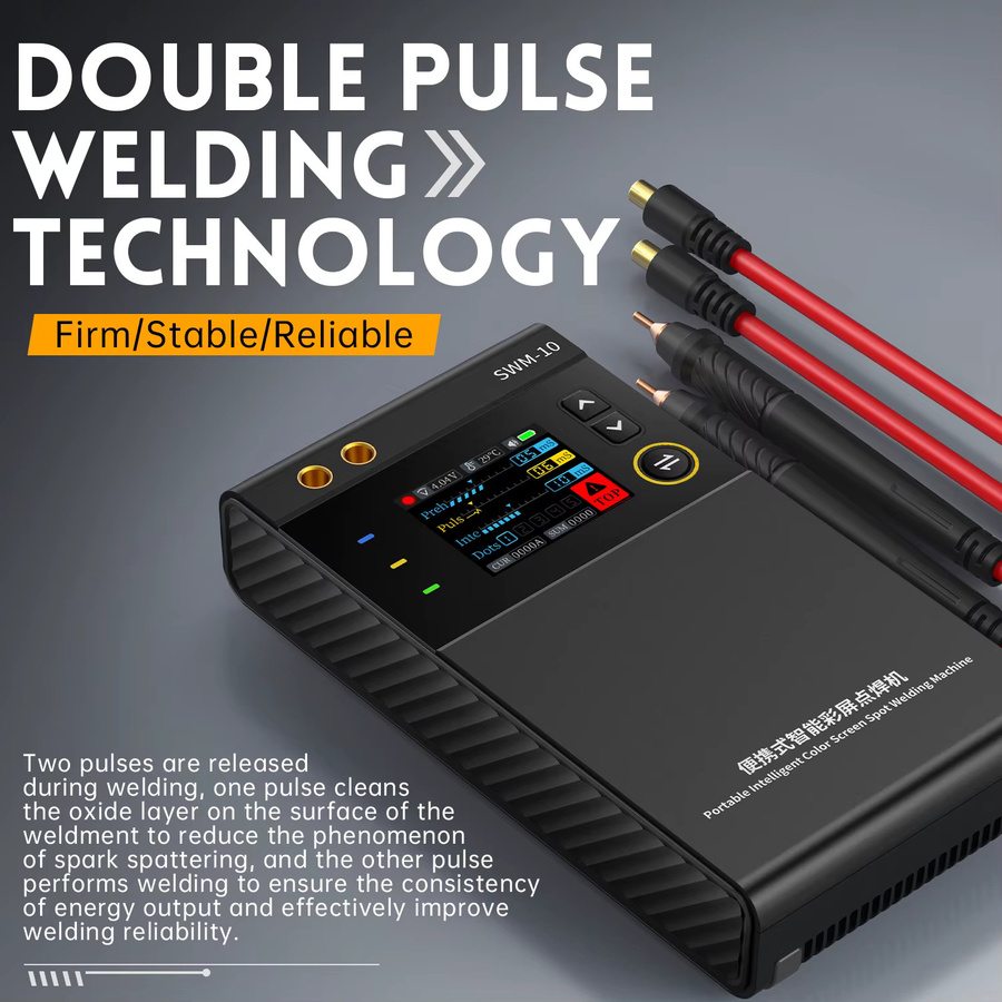 FNIRSI SWM-10 Tragbarer Akku-Punktschweißer mit TFT-Bildschirm in Schwarz, 5000mAh, für 18650 Akkus und bis zu 0,25mm Nickelblech - Bild 3