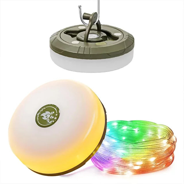 GGBEE 10 m Camping-Lichterkette, wiederaufladbare RGB Multicolour Lichterkette mit 8 Beleuchtungsmodi, wasserdicht für Garten und Outdoor - Bild 1