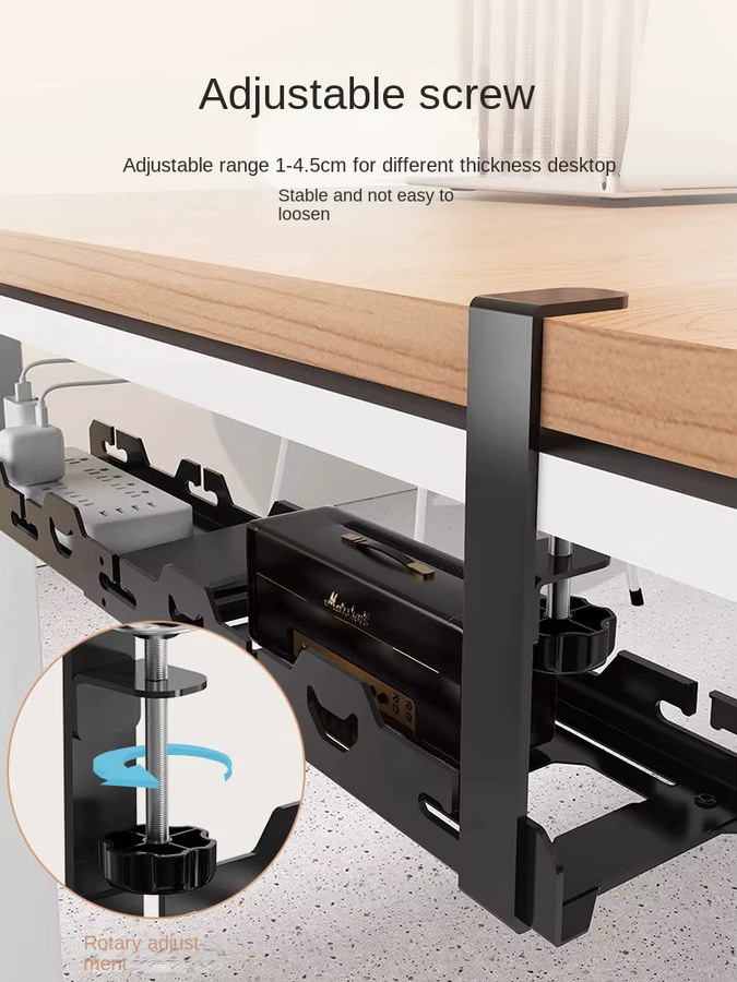 BEISHI Kabelmanagement-Tablett aus Metall in Schwarz zur Kabelablage unter dem Schreibtisch ohne Bohren - Bild 5