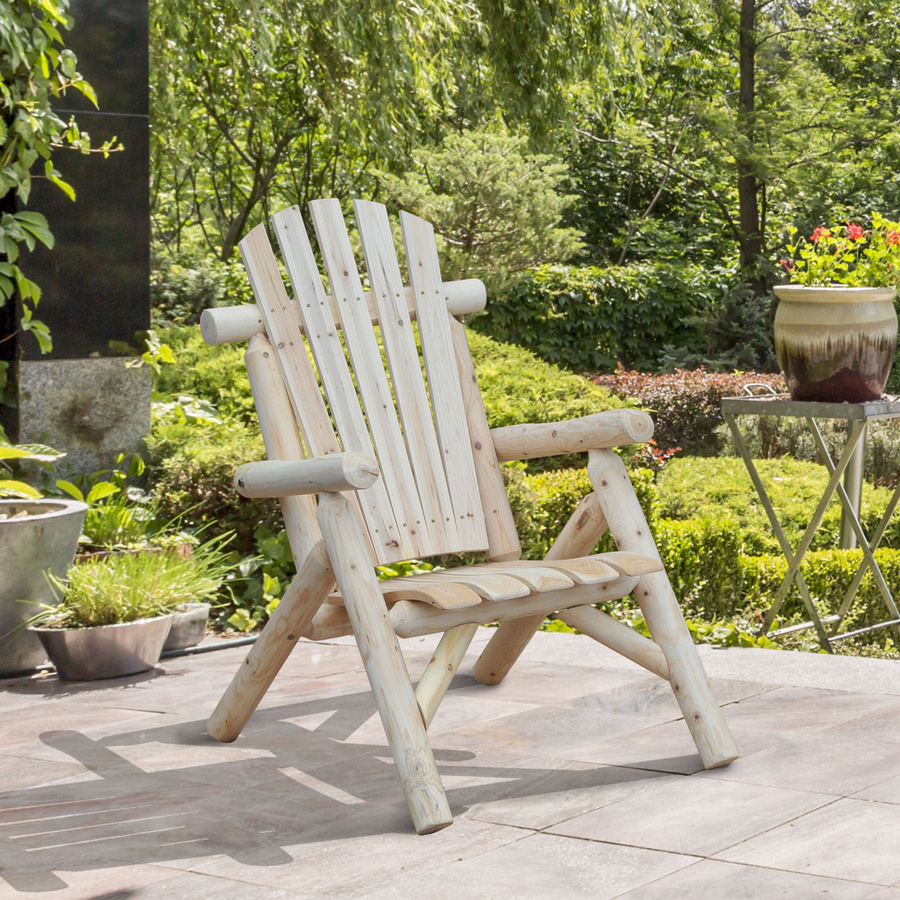 Outsunny Adirondack Gartenstuhl aus Tannenholz mit Armlehnen, Natur/Beige, B: 68 cm, T: 83 cm, H: 101 cm - Bild 2