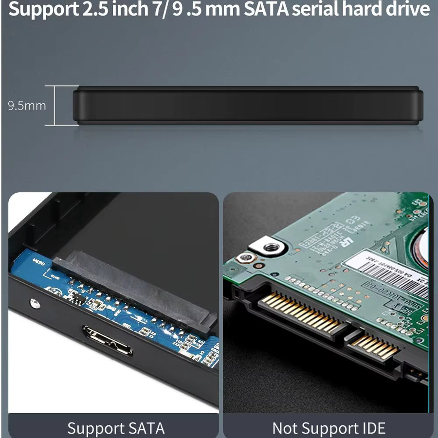 TISHRIC Externes Festplattengehäuse für 2,5 Zoll SSD und SATA zu USB 3.0 Adapter in Schwarz und Grün - Bild 3
