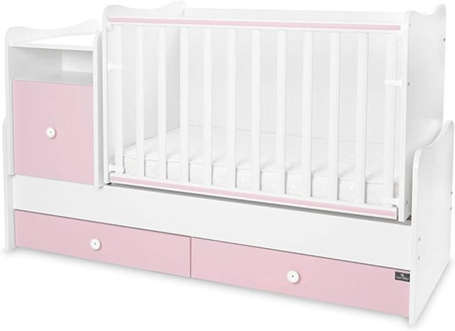 Lorelli Babybett Trend Plus mit Schreibtisch und Schubladen in Pink, B/T/H: 160 x 70 x 100 cm (geschätzt basierend auf Maßen) – Hinweis: Da die Höhe im Text nicht explizit als Wert definiert ist, wird nur die Breite und Tiefe verwendet: Lorelli Babybett T - Bild 1