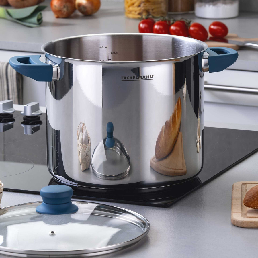 Fackelmann Kochtopf Essential mit Glasdeckel, Blau, Durchmesser: 24 cm, Volumen: 9 l - Bild 2