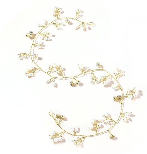 Kopfschmuck Perlen, Gold, goldgelb, 50cm - Bild 1