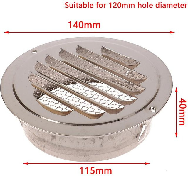 Binchi Outdoor Equipment Rundes Lüftungsgitter aus Edelstahl in Silber als Insektenschutz für Außenwände und Kanalbelüftung - Bild 1