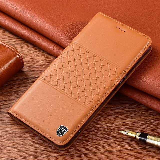 Echte Leder Klappschutzhülle für Samsung Galaxy A91 A72 A70S A55 A54 A53 A52 A51 A71 5G in Braun - Bild 1
