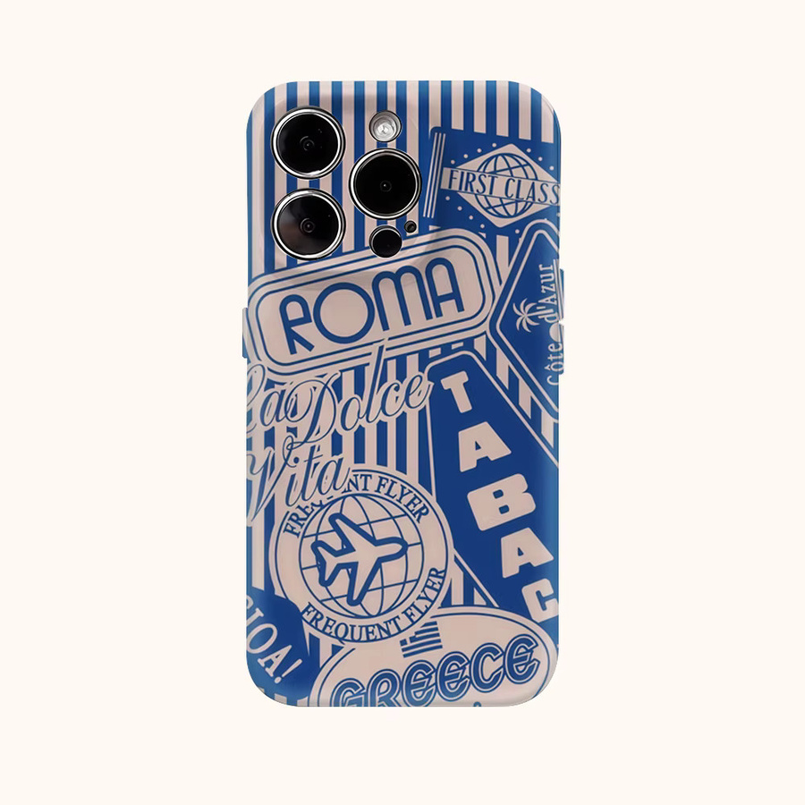 Vintage Travel Euro Vibes Handyhülle mit Doppelschicht-Rückseite für iPhone 17 Pro Max, 16, 15, 14, 13, 12, 11 und weitere Modelle - Bild 2