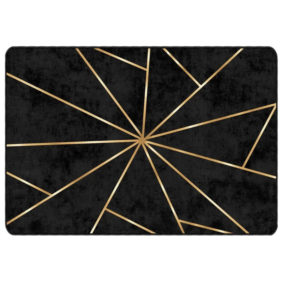 vidaXL Teppich aus Samt Polyester in Schwarz und Gold, waschbar und rutschfest, B: 160 cm, T: 230 cm - Bild 2