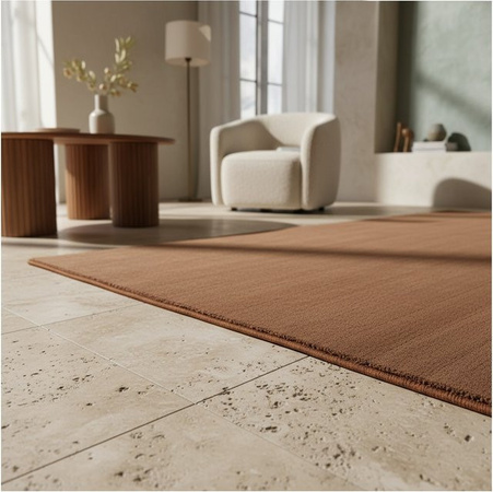 Waschbarer Kurzflor-Teppich KADIMA DESIGN LECH in Braun, einfarbig, B: 80 cm, L: 250 cm