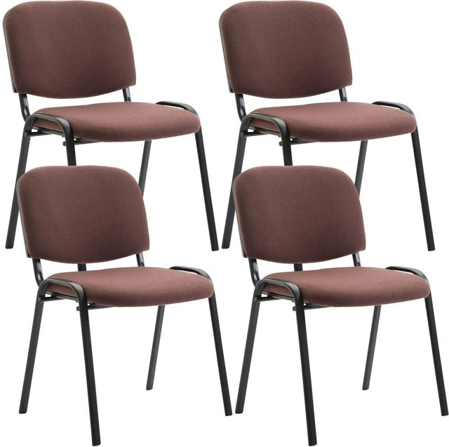 4er Set DELUKE ZAGREB Besucherstühle aus Stoff in Braun, Konferenzstuhl und Bürostuhl, B/T/H: 53 x 53 x 83 cm - Bild 1