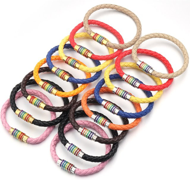 SAUVOO Lederarmband, Bunt, Regenbogen-Magnetverschluss, Unisex - Bild 1