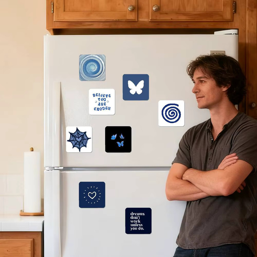 Dekorative Kühlschrankmagnete im blauen Design mit Sternen, Herzen und Katzenmotiven für deine Home Decor Gestaltung - Bild 4